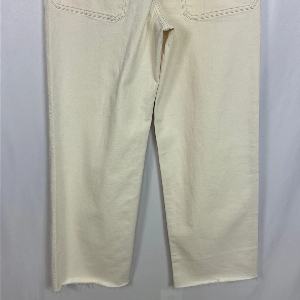Madewell Emmett Wide Leg Full Length Jeans‎ Patch Pockets Beige Size 30 NWOT